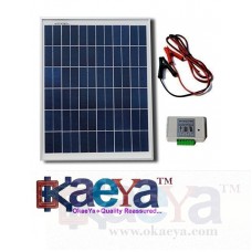 OkaeYa 20W 12V Solar Panel Kit: 20 Watt Poly crystalline Solar Panel & Battery Clips & 3A Charge Controller